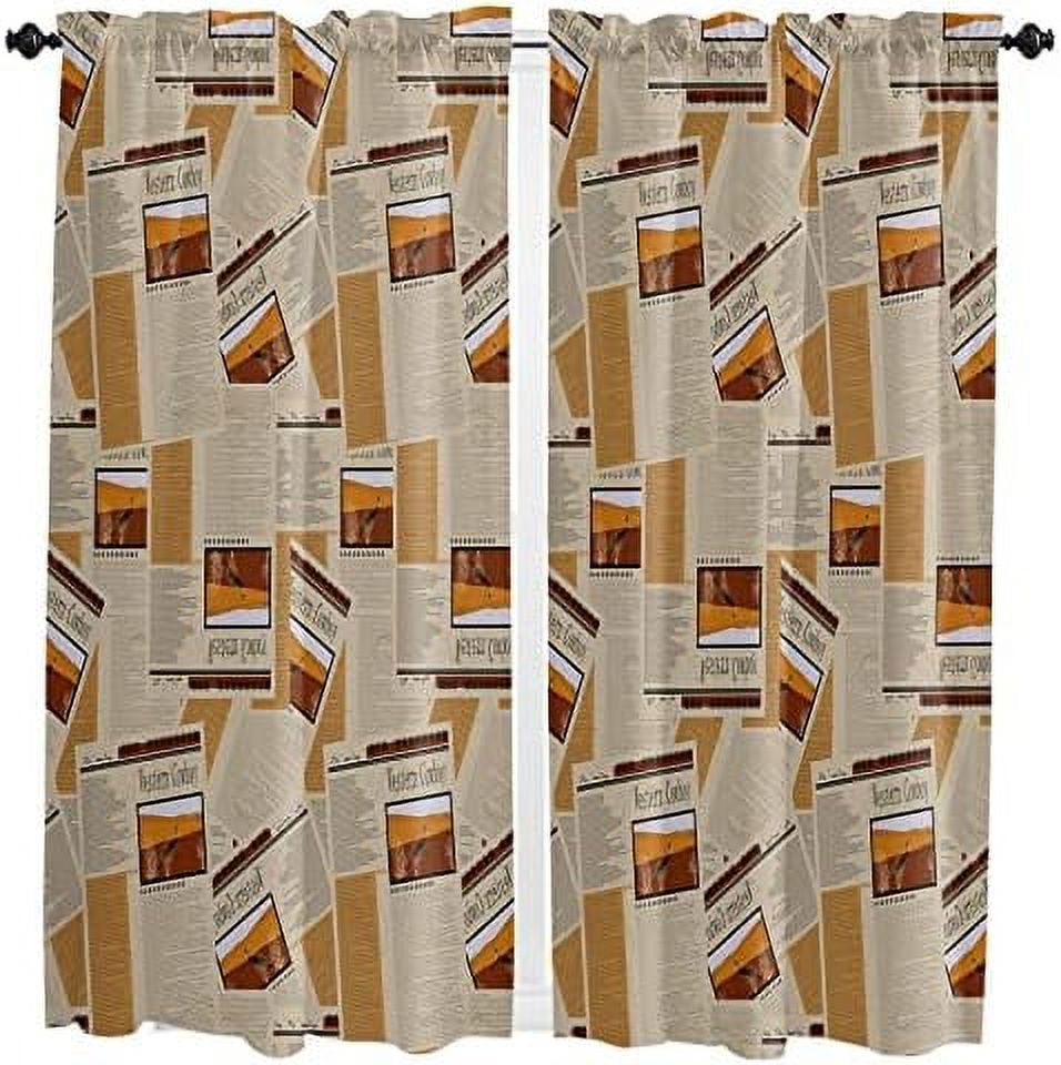 Newspaper Window Tier Curtains 36 Inches Long Set of 2 Panels Half