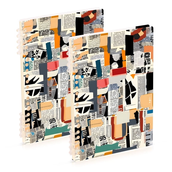 Newspapers Collage Notebook Detachable Coil Notebook Diary Plan Book A5 Size 60 Pages 1 Pack