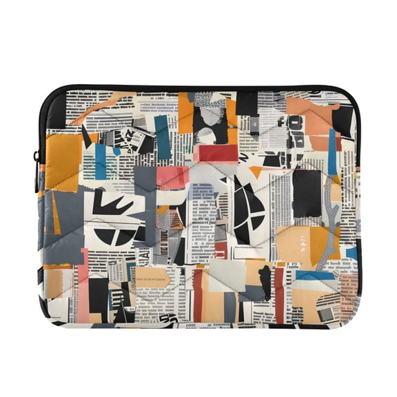 Newspapers Collage Quilted Laptop Protective Cases Computer Sleeves Tablet Bags Briefcases L