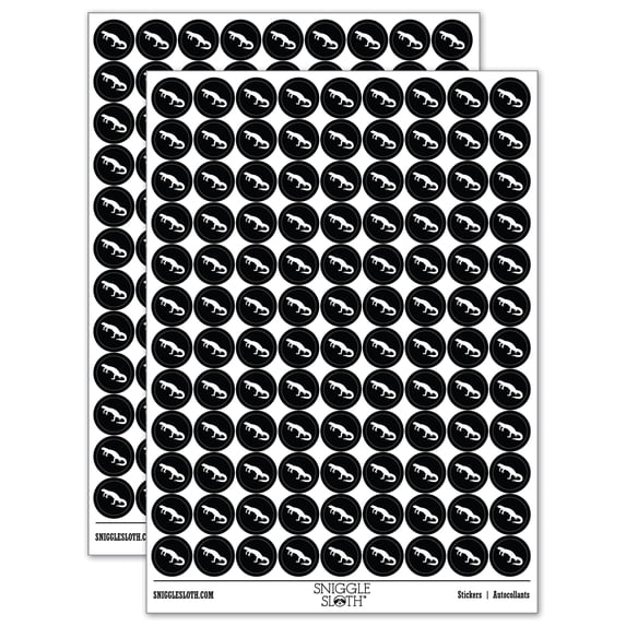 Newt Lizard Salamander Solid 200+ Round Stickers - Black - Matte Finish - 0.50" Size