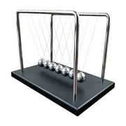 Newtons Cradle Balance Balls 7 Spheres Timber Base Physics Science Pendulum Wave Desk Kinetic Motion Sculpture Office Showcase Ornament