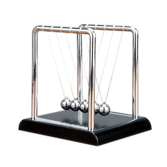 Newtons Cradle Balance Balls with Large Red Wooden Base Fun Science Physics Learning Desk Toys Fun Gadget 5 Pendulum Balls for Office and Home Decoration-Large