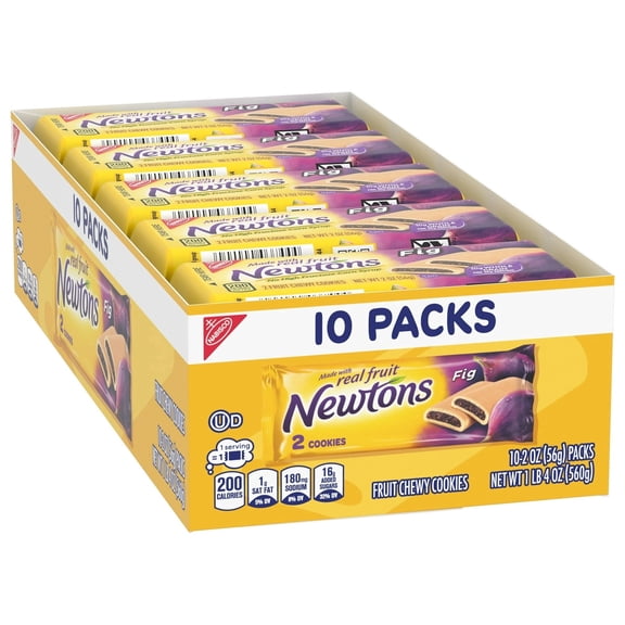 Newtons Fig Bars, Soft Fruit Chewy Cookies, 10 Snack Packs (2 Cookies Per Pack)