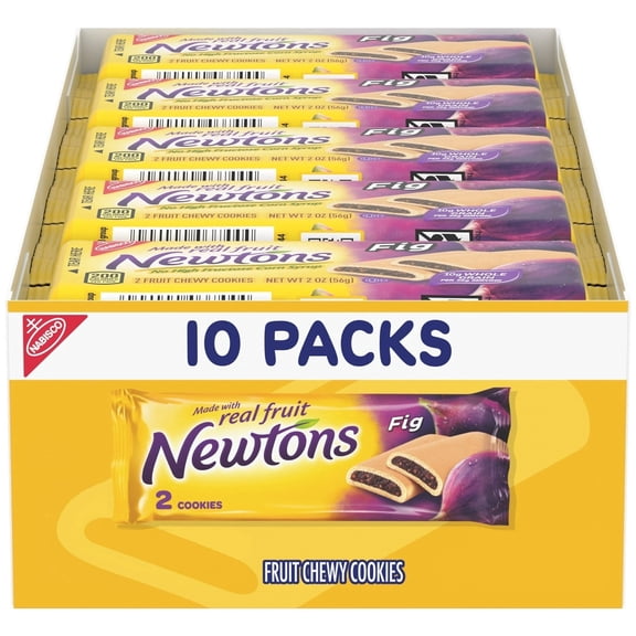 Newtons Fig Bars, Soft Fruit Chewy Cookies, 10 Snack Packs (2 Cookies Per Pack)