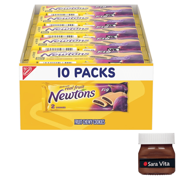 Newtons Fig Bars, Soft Fruit Chewy Cookies, 10 Snack Packs (2 Cookies Per Pack)