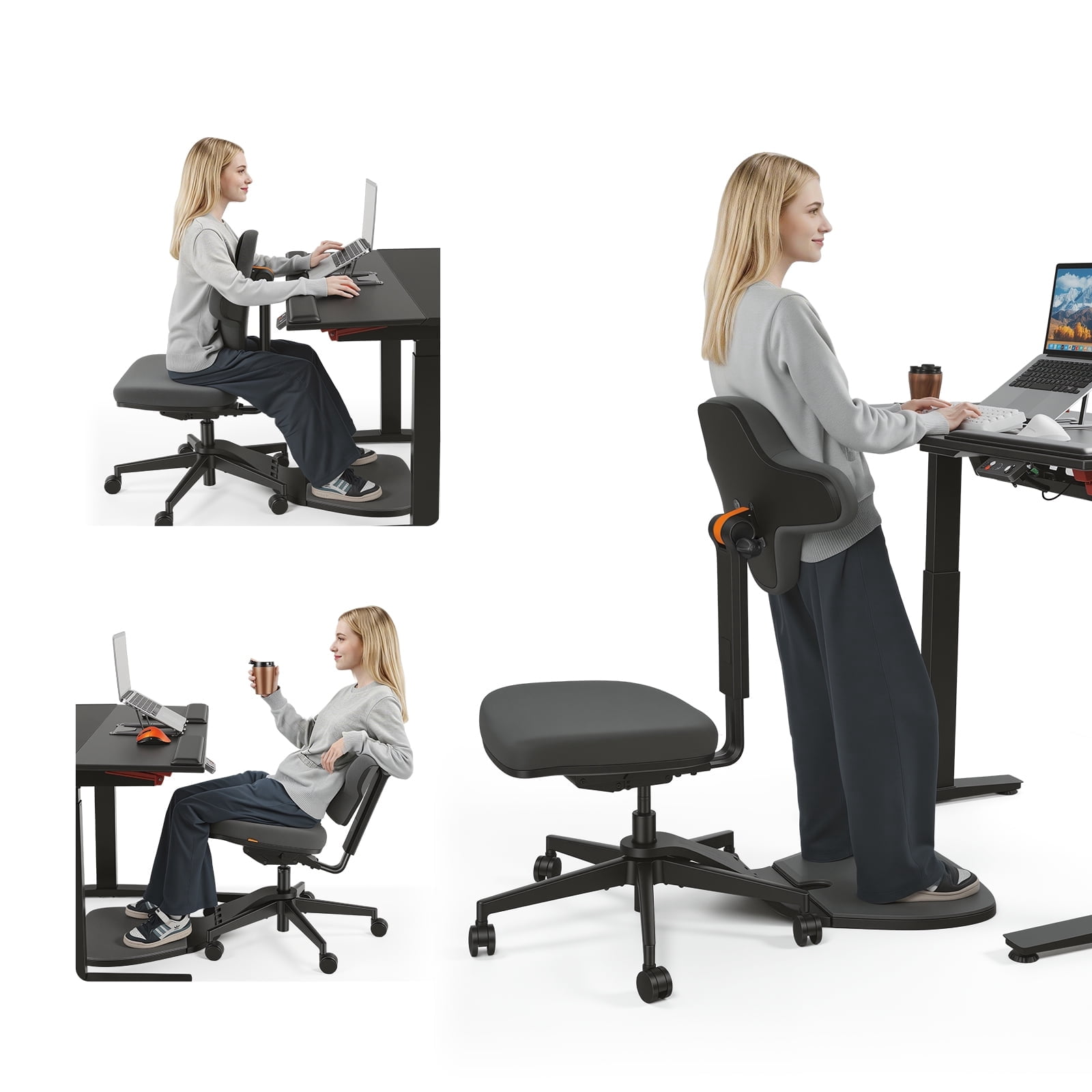 Standing Desk Chair, Standing Mate Chair for Sit-Stand, Ergonomic Horse ...