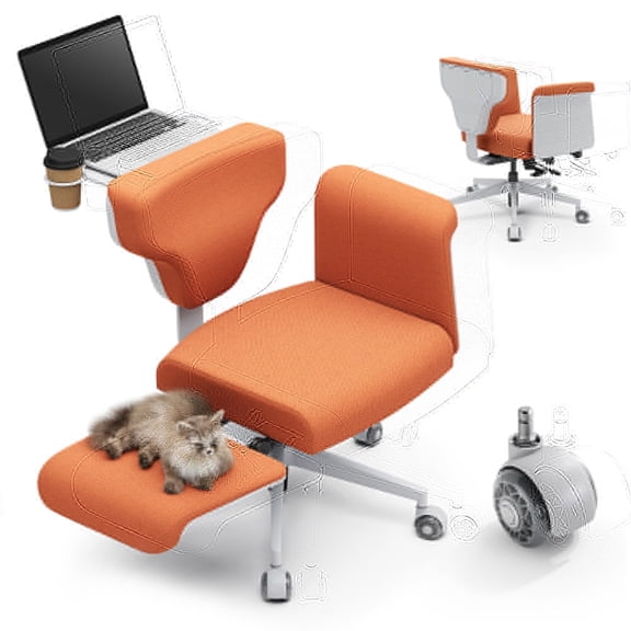 Freedom-X Multi-Posture Chair with Adjustable Armrests Orange, Versatile & Ergonomic for Home Work and Pet Companionship NEWTRAL FF-O