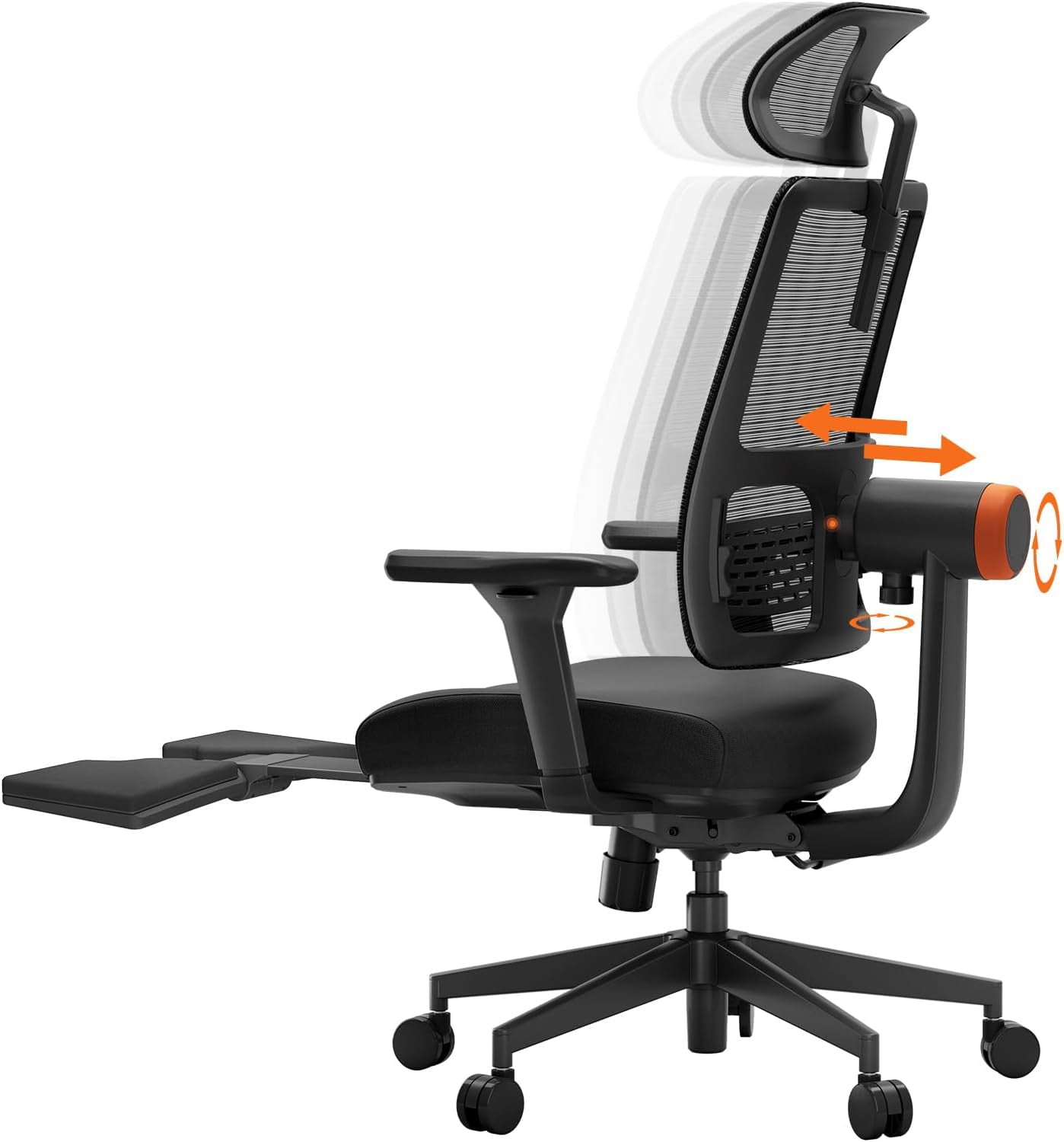 Newtral MagicH-BP Ergonomic Chair with Footrest - Home Office Desk Chair with Auto-Following Lumbar Support, 4D Armrest, Seat Depth & Height Adjustable, 96°-136° Reclines