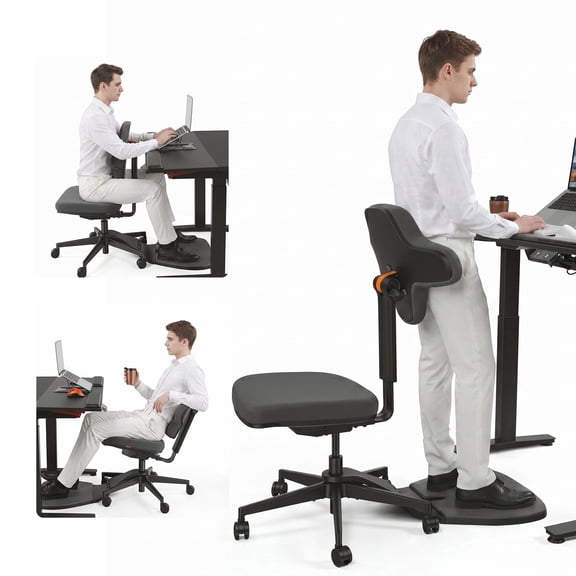 Standing Desk Chair, Standing Mate Chair for Sit-Stand, Ergonomic Horse Saddle Chair with Anti-Fatigue Mat, Home Office Posture Seat, MT-L-DG