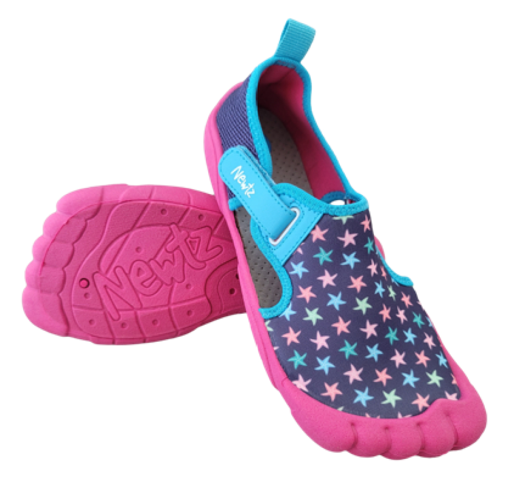 Newtz Youth Girls' Water Shoes, Pink/Navy Stars, Big Kid 13/1
