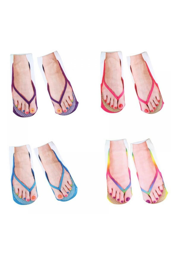 1 Pair Socks Men Women Funny Print Socks 3D Pattern Socks Casual Personalized Flip Flop Socks Novelty Low Cut Ankle Socks