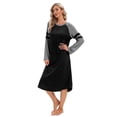thumbnail image 1 of Newway Long Skirt Women's Pajamas Contrasting Colors Patchwork Nightdress Women's Nightdress Long Sleeves Leisure, 1 of 10
