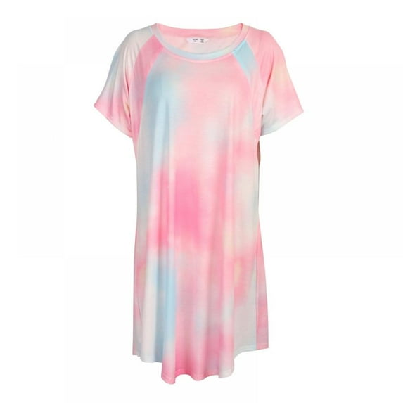 Newway Tie-dyed Nursing Nightgown Breastfeeding Sleepwear Hospital Gown Women's Maternity Dress Sleep Nightshirt O-neck Short Sleeve Nightdress