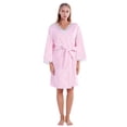 thumbnail image 1 of Newway Women Bathrobe Flannel Robes Knee-Length Lace Cuff Night Robes Winter Warm Fleece House Robes, Pink S-2XL, 1 of 5