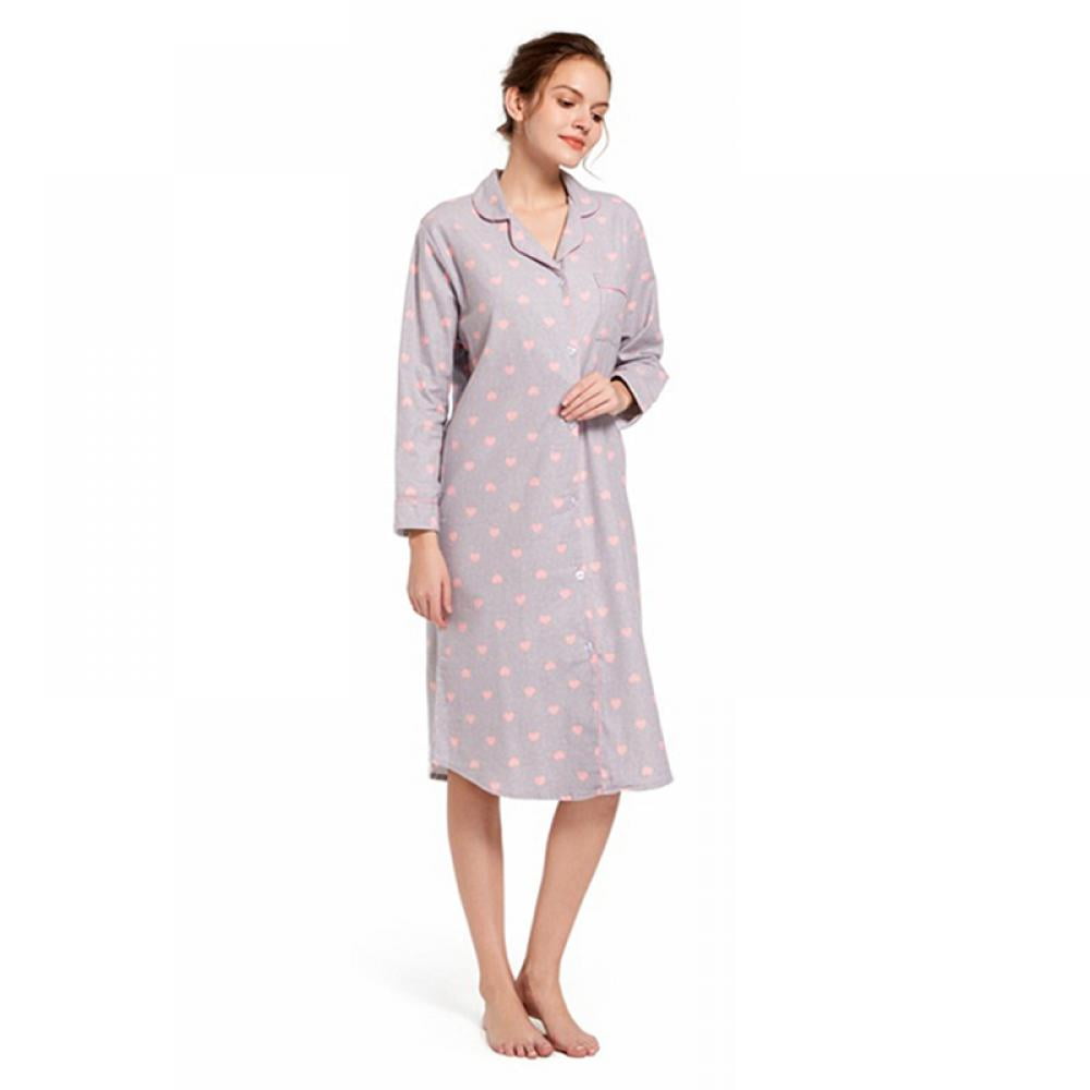 Newway Women's Nightgown Ladies Sleepwear Notch Collar Sleepshirt