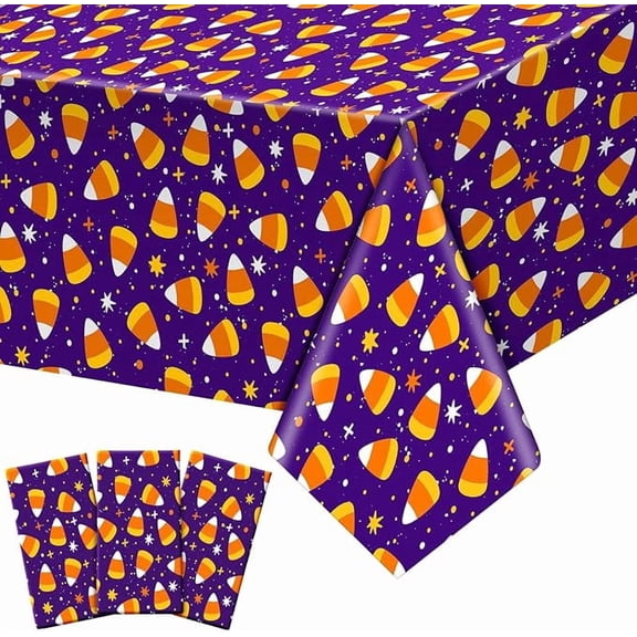 Newwiee 3 Pack Halloween Tablecloths 108x54, Candy Corn