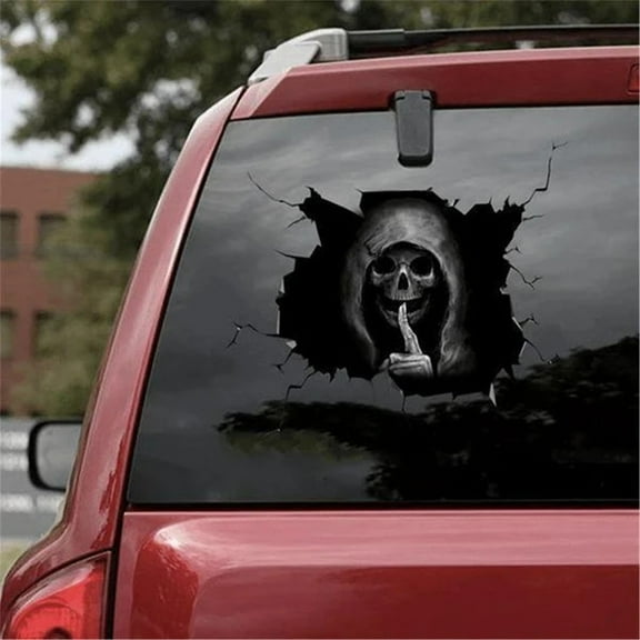 Newxiaaa 3D Silent Skull Sticker, Horror Killer Window Stickers, Removable Double Sided Tear Peeking Stickers Wall Art Decals Waterproof Window Clings Auto Motorcycle Laptop Bumper Stickers (Black)