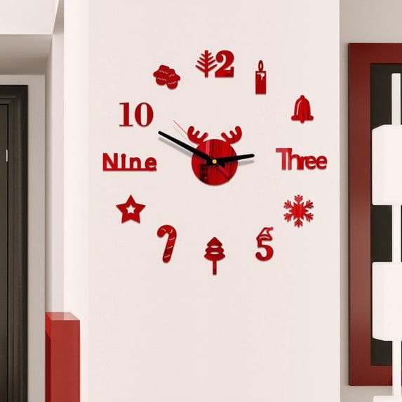 Newxiaaa Adjustable Brightness Led Light-Up Word Clock, Led Desk Clock Large Display Modern Office Simple Minimalist Clock Wall Clock Digital Waterproof, for Bedrooms Bedside (Red)