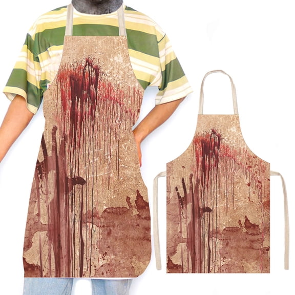 Newxiaaa New Horror House Apron, Grunge Dirty Wall Bloody Hand Print Murky Palm Trace Victim Violence, Unisex Kitchen Bib with Adjustable Neck for Cooking Gardening, Adult Size (B)