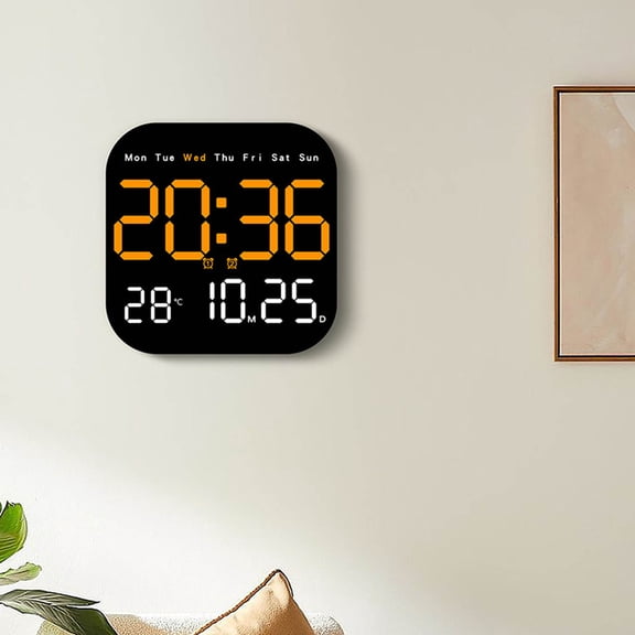 Newxiaaa Stay-In-Bed Clock for Kids, Adjustable Alarm Volume Electric Desk Clock Kids Wall Clock Digital Alarm Clock Large Display, for Bedrooms, Bedside (Orange)