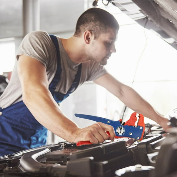 Newxiaaa Upgraded Self Adjusting Wire Stripper with Non-Contact Voltage Detection, 4-in-1 Automatic Wire Stripper Tool, Universal Wire Cutters and Crimping Tool (Red)