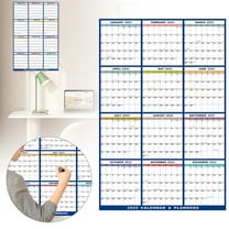 Newyear Savings for 2025! 2025 Wall Calendar 12 Month Annual Yearly Calendar Large Wall Planner Calendar Reversible, Blue Home Calendar