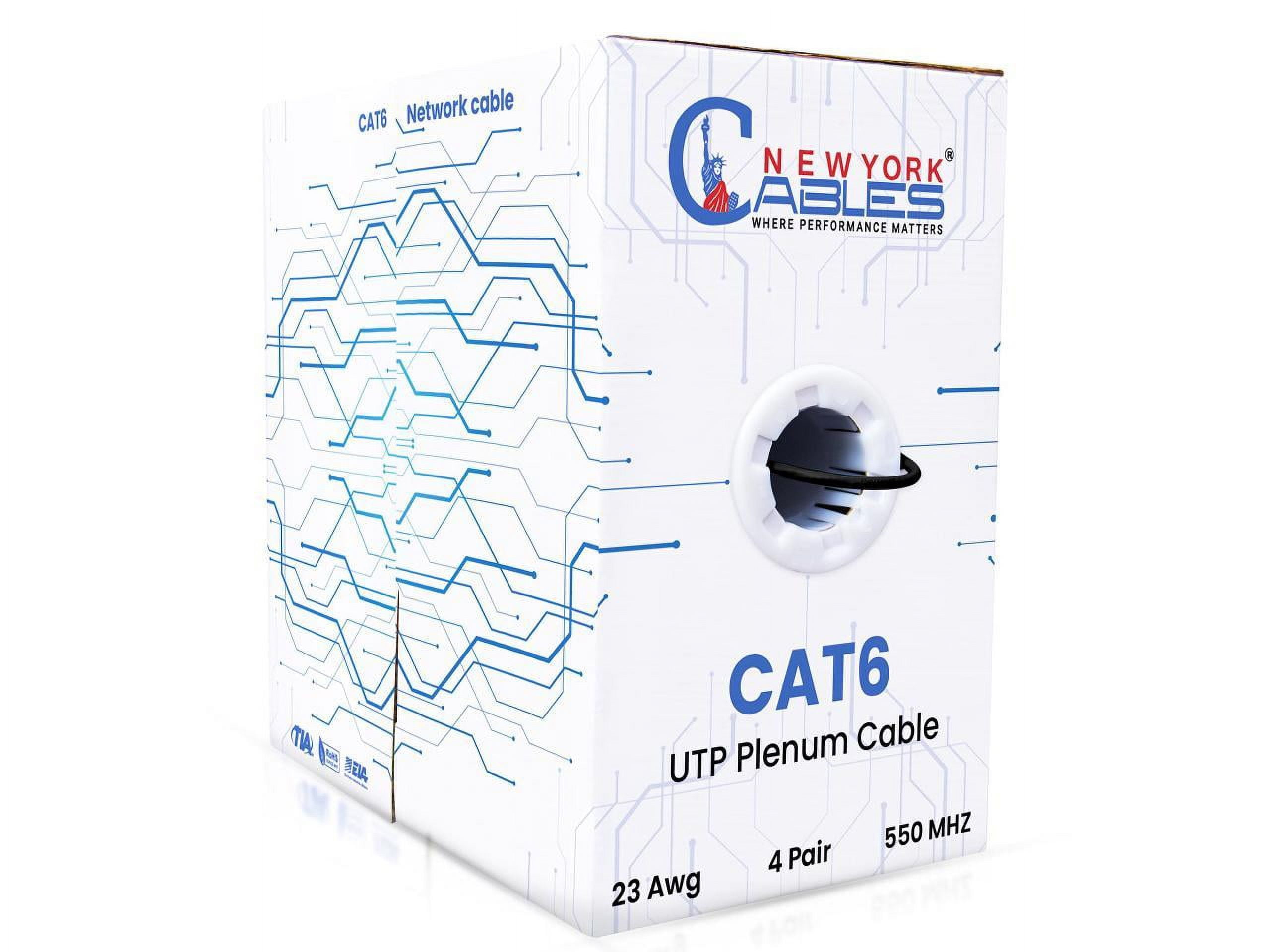 NavePoint CAT6 Ethernet Cable - 500ft Bulk Spool, 23AWG CCA, UTP, White, For Home/Office Networking