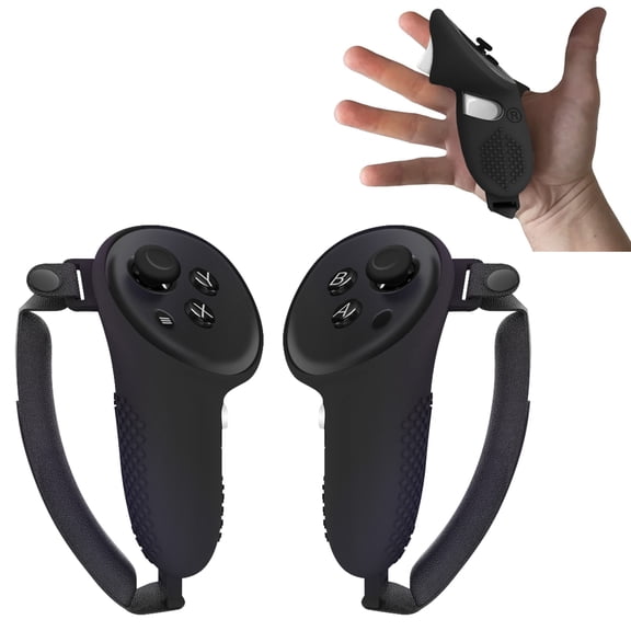 Newzerol New Quest3 Controller Grip Cover Silicone Adjustable Strap Comfort Shockproof Soft Grip Case for VR Gaming - Black