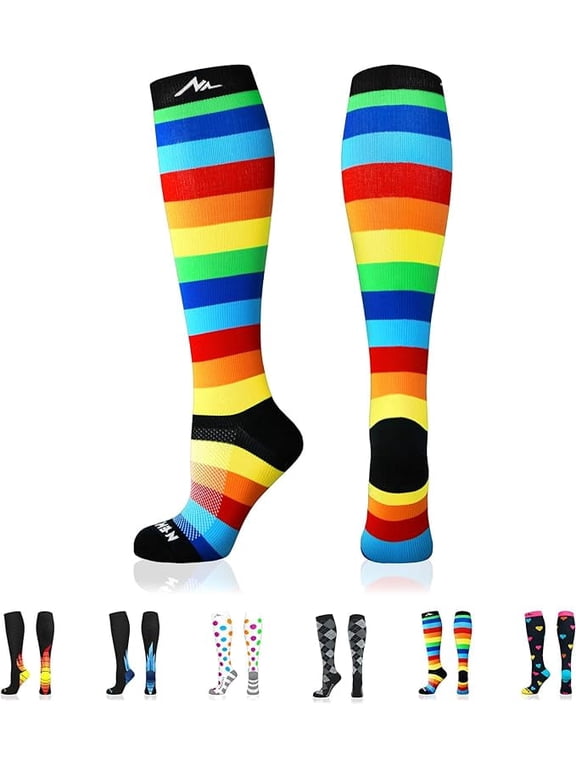 Breathable Running Compression Socks for Men and Women, Multicolor