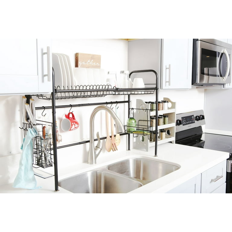 Over The Sink Dish Drying Rack Width Adjustable Stainless Steel