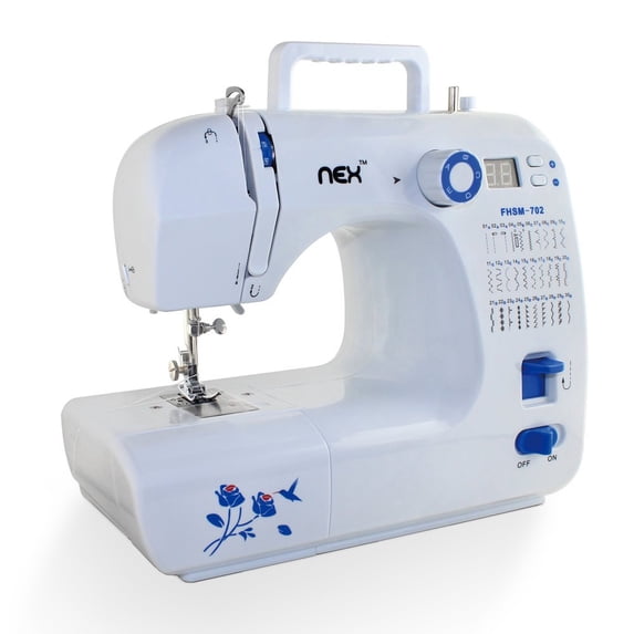 Nex Full-Featured Portable Sewing Machine with 30 Built-In Stitches, Automatic Needle Thread, Metal Frame and Stainless-Steel Bedplate (Ne-Cs114Wbl)