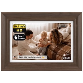 NexFoto 10.1" Wood Digital Picture Frame, 64GB WiFi Electronic Photo Frame HD Touchscreen, Add Pics from Google Photos, Share Photos/Videos via App/USB, Gift for Mom/Birthday/Grandparents, Walnut