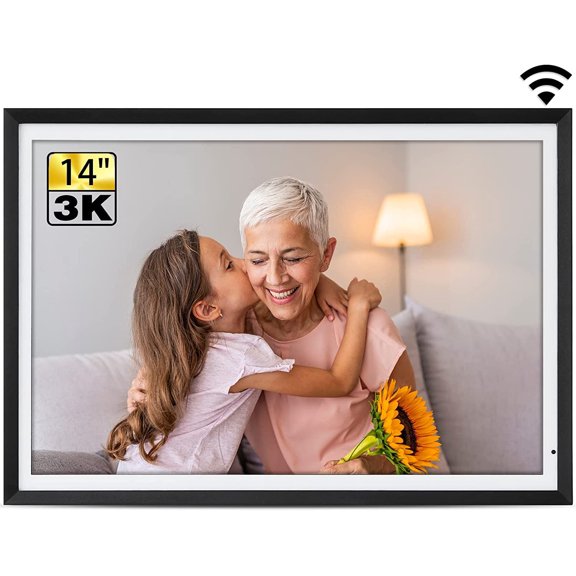 NexFoto 14 Inch Smart 3K Digital Picture Frame 32GB, 2.4GHz/5GHz Dual-Band Digital Photo Frame with IPS Screen, Instantly Share Photos Videos via App or Email, Gift for Grandparents