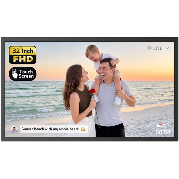 NexFoto 32 Inch Touchscreen Large Digital Picture Frame, 64GB Electronic Photo Frame FHD WiFi, Add Photos from Google Photos, Share Videos via APP/USB, Send Greeting, Gifts for Mom, Black