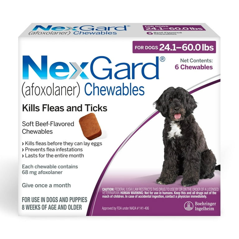 NexGard Flea Tick Chewables for Dogs lbs, Beef Flavor