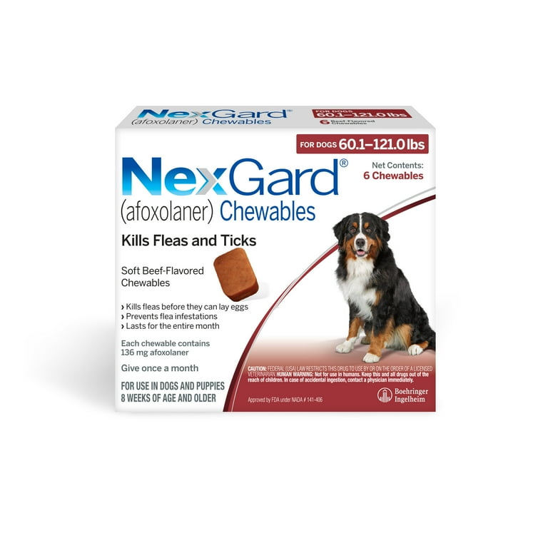 NexGard Flea Tick Chewables for Dogs lbs, Beef Flavor