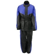 NexGen Ladies XS5001 Black and Blue Water Proof Rain Suit with Reflective Piping X-Small