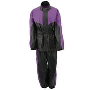 NexGen Ladies XS5001 Black and Purple Water Proof Rain Suit with Reflective Piping X-Small