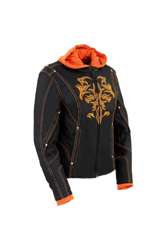 SH1939 Women's 'Reflective Tribal' Orange and Black 3/4 Textile Vented Jacket 5X-Large