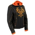 thumbnail image 1 of NexGen SH1939 Women's 'Reflective Tribal' Orange and Black 3/4 Textile Vented Jacket Large, 1 of 10