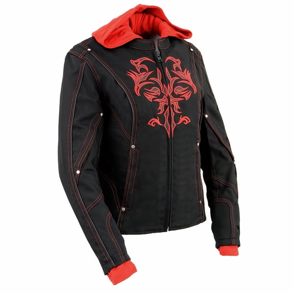 NexGen SH1939 Women's 'Reflective Tribal' Red and Black 3/4 Textile Vented Jacket 5X-Large
