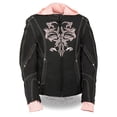 thumbnail image 1 of NexGen SH1966 Ladies Black and Pink 3/4 Jacket with Reflective Tribal and Hoodie 2X-Large, 1 of 10