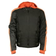 NexGen SH2035 Men's Black and Orange Nylon Racer Jacket with Hoodie 3X-Large