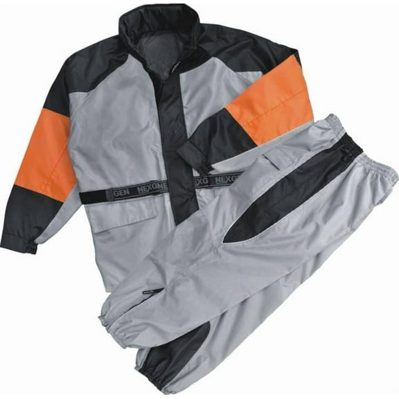 NexGen SH2217 Men's Orange and Silver Oxford Water-Resistant Rain Suit 5X-Large