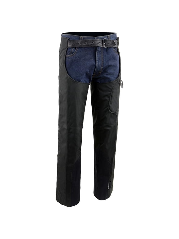 SH2258 Men's Black Textile Riding Chaps with Heat Protection 3X-Small