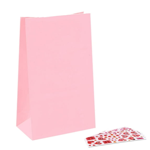 NexMint 9'' Pink Paper Gift Party Favor Bags with Cute DIY Stickers, 12Pcs Wrapped Treat Bags, Goodie Bags, Candy Bags for Valentines, Birthdays, Baby Showers, Wedding, Mothers Day
