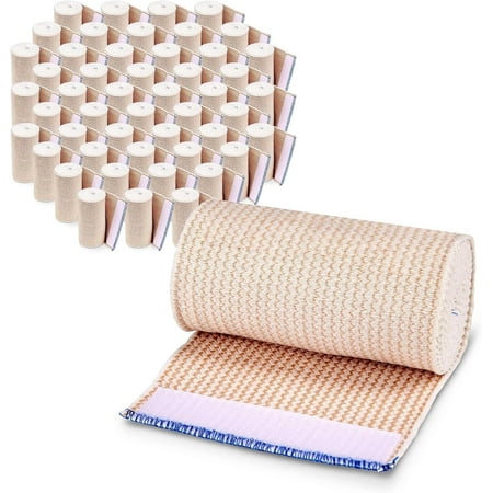 NexSkin American Cotton Compression Wrap (4" Wide, 50 Pack) | Latex Free | Hook & Loop Fasteners Each End | Washable | Ace your Recovery for Sports, Medical, and Other Strains and Injuries
