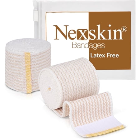 NexSkin Cotton Elastic Bandage Wrap (2" Wide, 2 Pack) | Hook & Loop Fasteners at Both Ends | Ace your Recovery for Sports | Latex Free Hypoallergenic Compression Roll for Sprains & Injuries