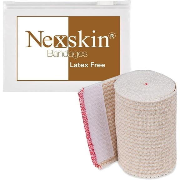 NexSkin Cotton Elastic Bandage Wrap (3" Wide, 1 Pack) | Hook & Loop Fasteners at Both Ends | Ace your Recovery for Sports | Latex Free Hypoallergenic Compression Roll for Sprains & Injuries