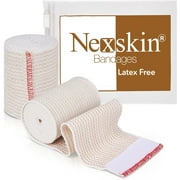NexSkin Cotton Elastic Bandage Wrap (3" Wide, 2 Pack) | Hook & Loop Fasteners at Both Ends | Ace your Recovery for Sports | Latex Free Hypoallergenic Compression Roll for Sprains & Injuries